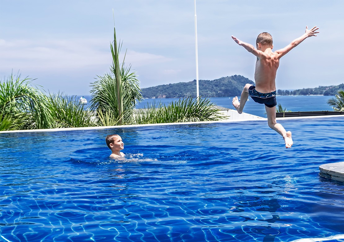 children in pool