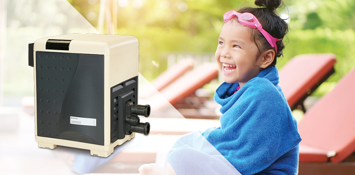 pool heater and little girl