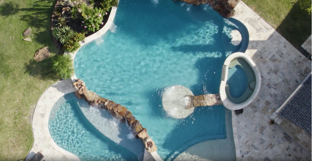 Overhead View of Backyard Pool