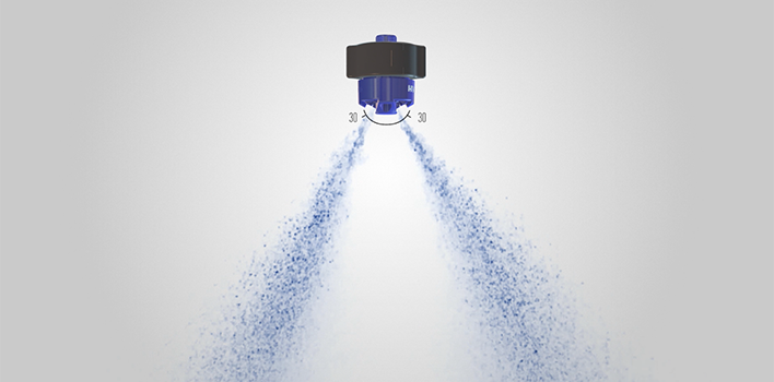 Nozzle with Twin Pattern Spray 30 degrees forward and rearward angles
